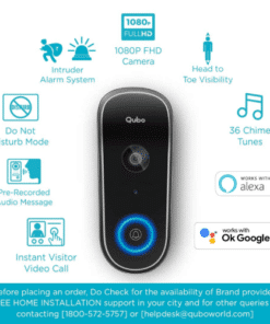 Qubo smart doorbell with camera and speaker | Works with Alexa & Google